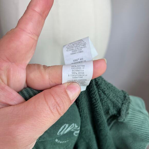 Aerie Oversized Green Sweatshirt Cozy Slouchy Lounge Casual Pullover Sz XS - Picture 4 of 8